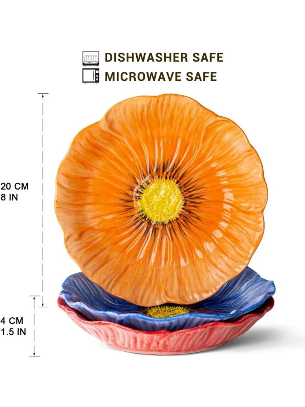 Set of 3 Decorative 8-Inch Ceramic Salad Plates - Stylish Home Dining Essentials
